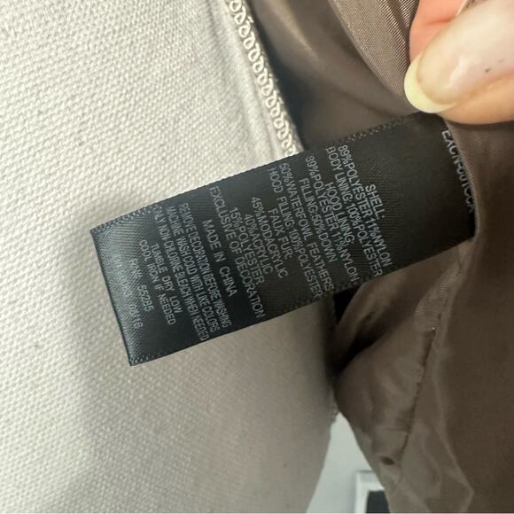 Express fur trim hooded Parka puffer green down filled warm coat jacket small - Picture 14 of 14